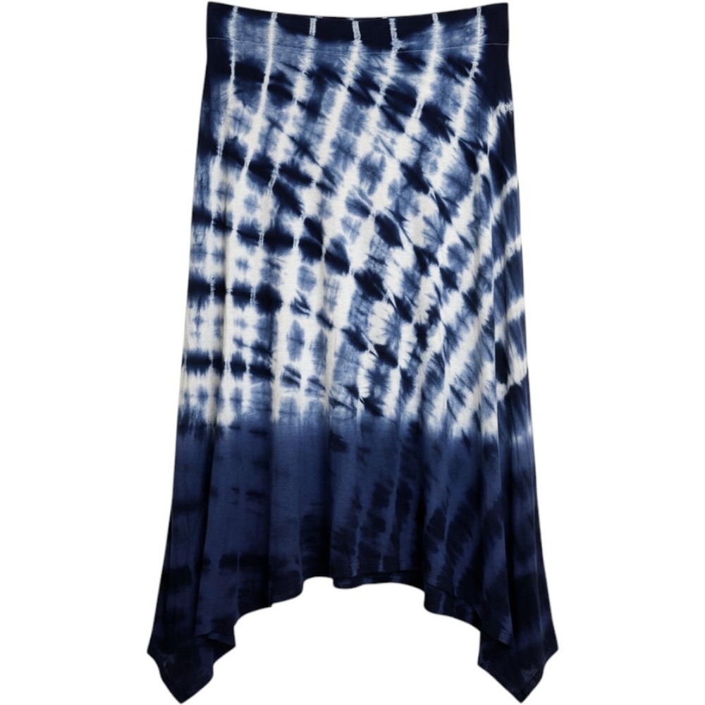 Gloria Vanderbilt Skirt Womens L Blue Tie Dye Juno Sharkbite Midi